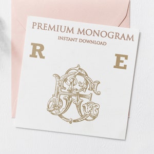 RE ER Wedding Duogram, Wedding Monogram | Wedding Logo | Invitation Logo | Stationery Letterhead | Home Decor | Family Initials | Crest