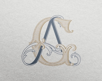 Elegant 2-Letter Wedding Monogram (AG) - Digital Download