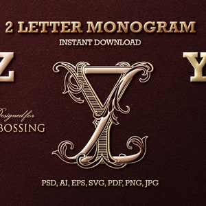 2 Letter Monogram with Letters ZY | Digital Download - Wedding Monogram SVG, Personal Logo, Wedding Logo for Wedding Invitations
