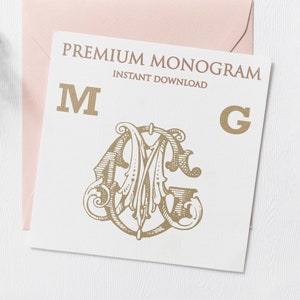 MG GM Wedding Duogram, Wedding Monogram | Wedding Logo | Invitation Logo | Stationery Letterhead | Home Decor | Family Initials | Crest