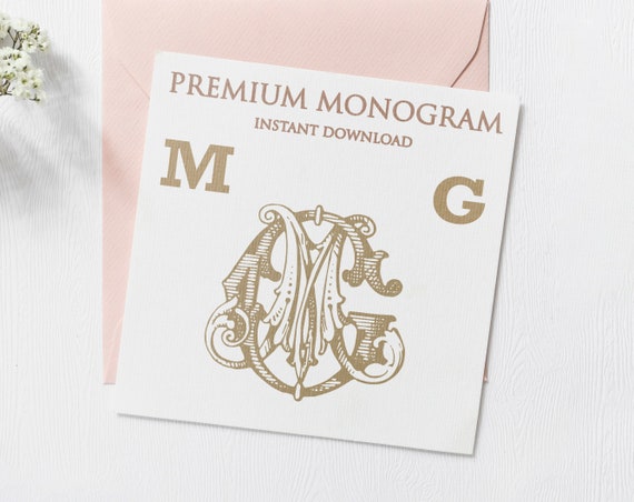 Digital Wedding Monogram GM MG Wedding Monogram Vintage 