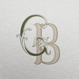 Wedding Monogram SVG | Letters G & B are combined as a color editable logo for wedding invitations, personalized gifts, decor, initials