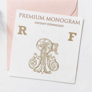 RF FR Wedding Duogram, Wedding Monogram | Wedding Logo | Invitation Logo | Stationery Letterhead | Home Decor | Family Initials | Crest