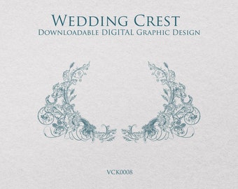 Crista de casamento estilo vitoriano | Um design digital pronto para download - Enquadre seu monograma ou iniciais para criar um logotipo de casamento - VCK0008