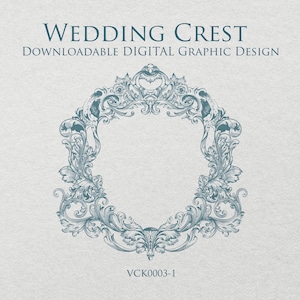 Victorian Style Wedding Crest | A ready-to-download scalable vector graphic (SVG) design to frame your monogram or initials - VCK0003-1