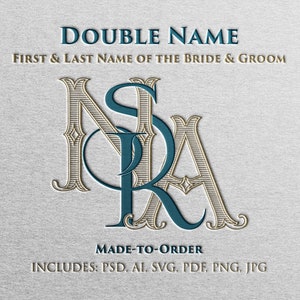 Double Name Wedding Monogram | Made-to-Order Digital Design with 4 Letters