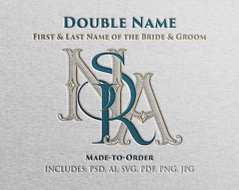 Double Name Wedding Monogram | Made-to-Order Digital Design with 4 Letters