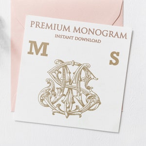 MS SM V.3 Wedding Duogram, Wedding Monogram | Wedding Logo | Invitation Logo | Stationery Letterhead | Home Decor | Family Initials | Crest