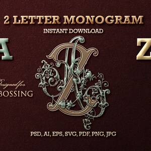 2 Letter Monogram with Letters AZ | Digital Download - Wedding Monogram SVG, Personal Logo, Wedding Logo for Wedding Invitations