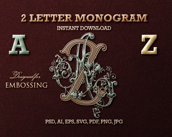 AZ Wedding Monogram with Vector File SVG | Wedding Logo, 2 Letter Monogram, Traditional Wedding Logo, Personalized Monogram