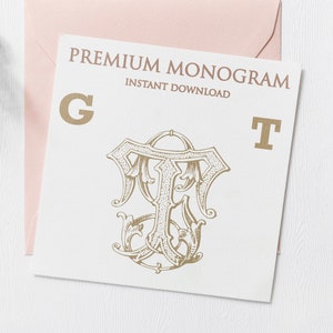 GT TG V.2 Wedding Duogram, Wedding Monogram | Wedding Logo | Invitation Logo | Stationery Letterhead | Home Decor | Family Initials | Crest