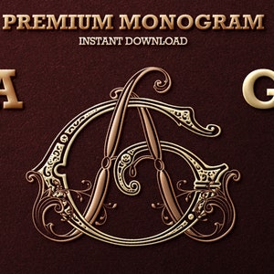 2 Letter Monogram with Letters AG | Digital Download - Wedding Monogram SVG, Personal Logo, Wedding Logo for Wedding Invitations