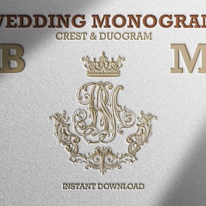 Letters BM-MB, Digital Download of Wedding Crest with Duogram | Wedding Logo | Includes: Vector and SVG Cut Files