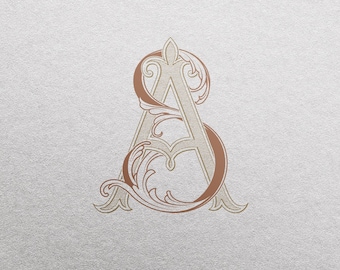 Floral Wedding Monogram (SA): Elegant Invitation Logo (Digital Download)