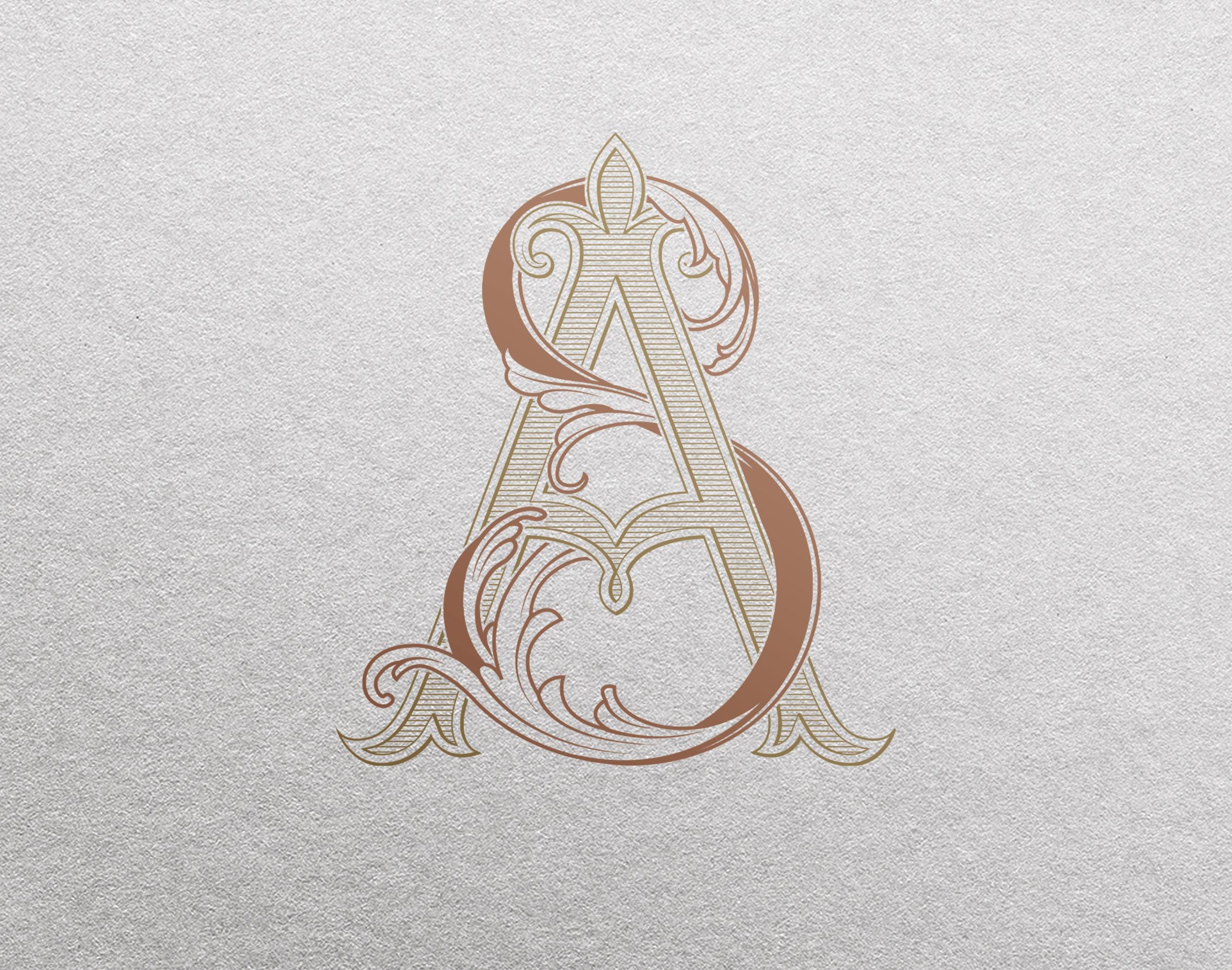 Floral Wedding Monogram (SA): Elegant Invitation Logo (digital Download ...