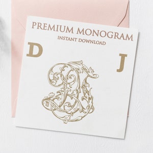 DJ JD Wedding Duogram, Wedding Monogram | Wedding Logo | Invitation Logo | Stationery Letterhead | Home Decor | Family Initials | Crest