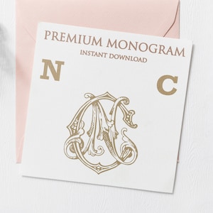NC CN Wedding Duogram, Wedding Monogram | Wedding Logo | Invitation Logo | Stationery Letterhead | Home Decor | Family Initials | Crest