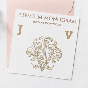 JV VJ V.3 Wedding Duogram, Wedding Monogram | Wedding Logo | Invitation Logo | Stationery Letterhead | Home Decor | Family Initials | Crest