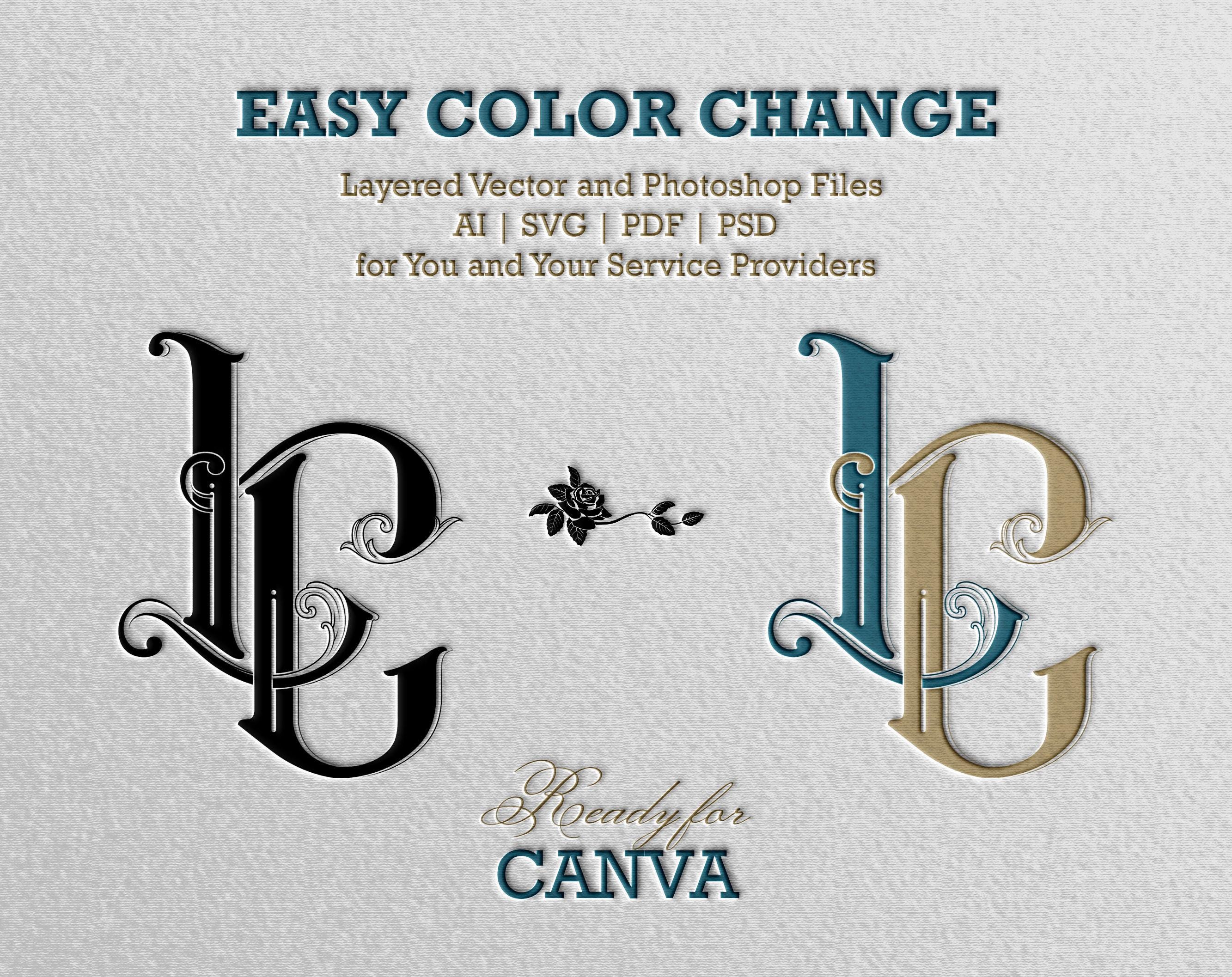 LC 2-letter Monogram | Digital Download - Wedding Monogram SVG ...
