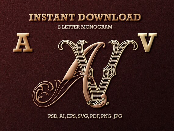 Two Letter Monogram 2-letter Monogram Digital Download | Etsy
