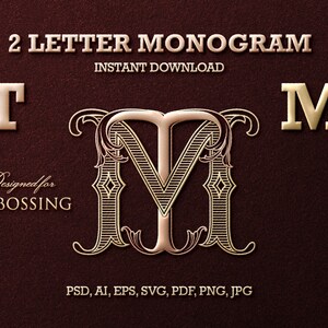 2 Letter Monogram with Letters TM | Digital Download - Wedding Monogram SVG, Personal Logo, Wedding Logo for Wedding Invitations TM_BELFND