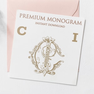 CI IC Wedding Duogram, Wedding Monogram | Wedding Logo | Invitation Logo | Stationery Letterhead | Home Decor | Family Initials | Crest