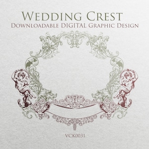 Victorian Style Wedding Crest | A ready-to-download scalable vector graphic (SVG) design to frame your monogram or initials - VCK0031