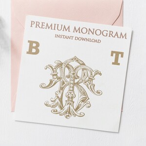 BT TB Wedding Duogram, Wedding Monogram | Wedding Logo | Invitation Logo | Stationery Letterhead | Home Decor | Family Initials | Crest