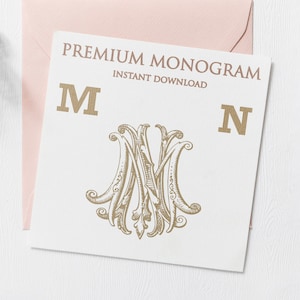 MN NM Wedding Duogram, Wedding Monogram | Wedding Logo | Invitation Logo | Stationery Letterhead | Home Decor | Family Initials | Crest