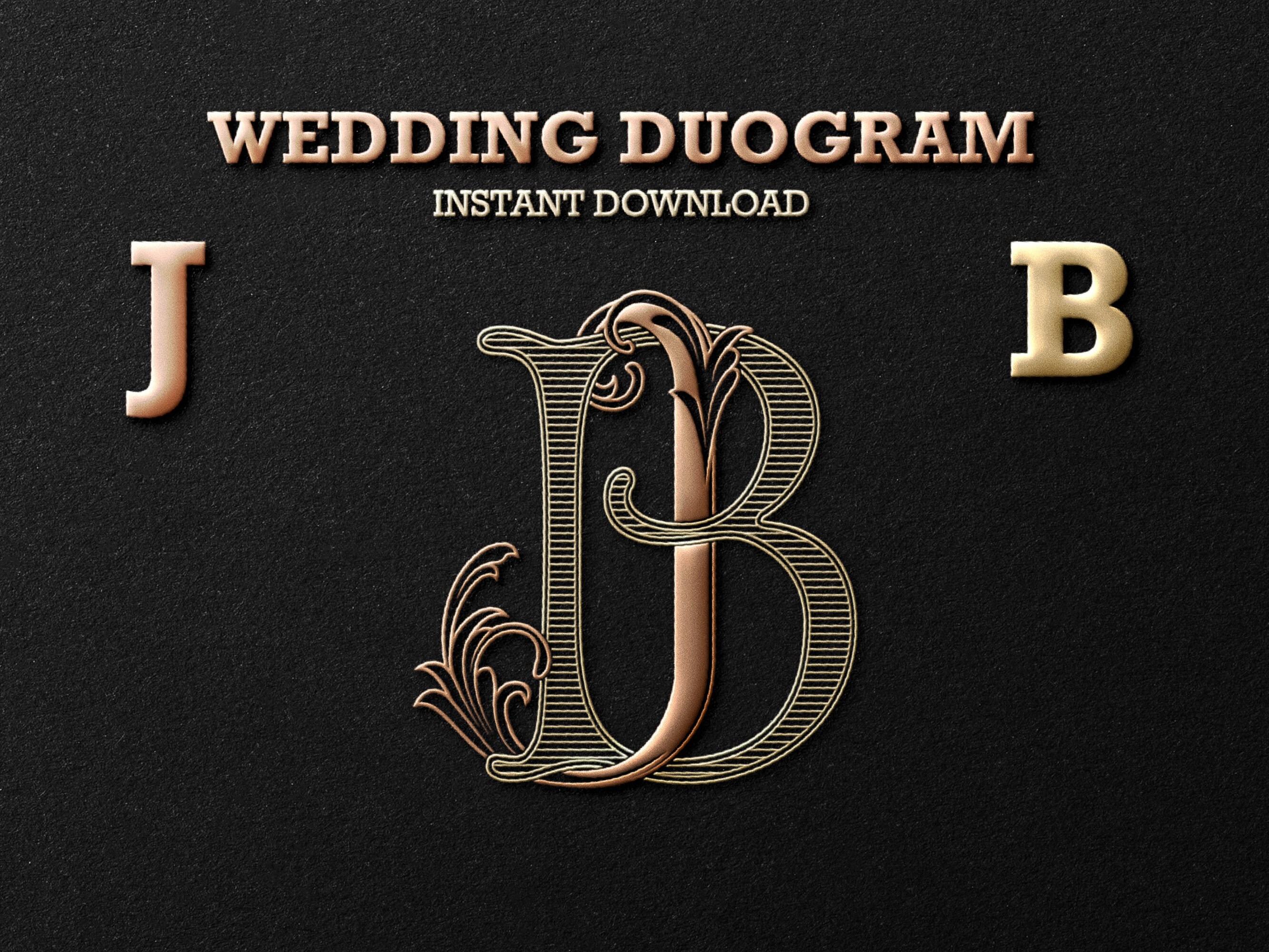 2 Letter Monogram With Letters JB Digital Download Wedding Etsy Canada