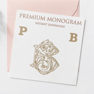 PB BP Wedding Duogram, Wedding Monogram | Wedding Logo | Invitation Logo | Stationery Letterhead | Home Decor | Family Initials | Crest