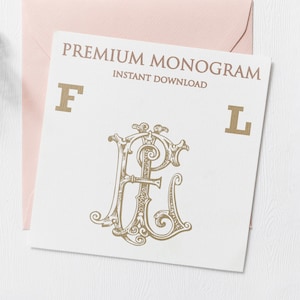 FL, LF V.2 Wedding Duogram, Wedding Monogram | Wedding Logo | Invitation Logo | Stationery Letterhead | Home Decor | Family Initials | Crest