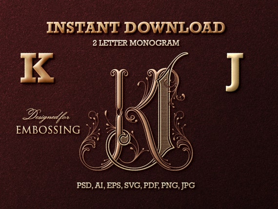 Wedding logo design template initials letter kj Vector Image