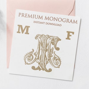 MF FM Wedding Duogram, Wedding Monogram | Wedding Logo | Invitation Logo | Stationery Letterhead | Home Decor | Family Initials | Crest