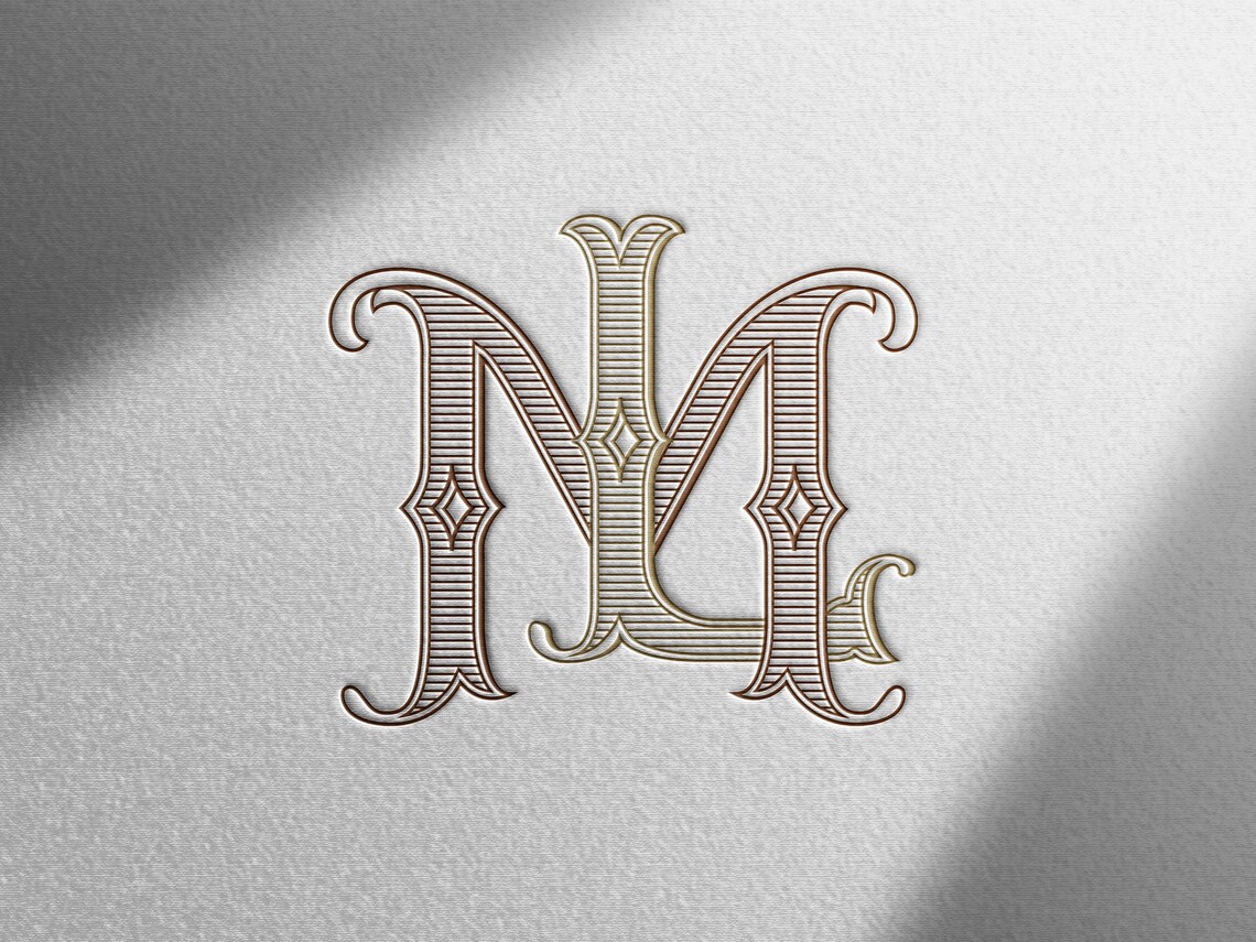 ML LM Monogram 2 Letter Monogram Wedding Monogram Wedding | Etsy