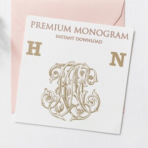 HN NH V.2 Wedding Duogram, Wedding Monogram | Wedding Logo | Invitation Logo | Stationery Letterhead | Home Decor | Family Initials | Crest