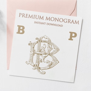 BP PB Wedding Duogram, Wedding Monogram | Wedding Logo | Invitation Logo | Stationery Letterhead | Home Decor | Family Initials | Crest