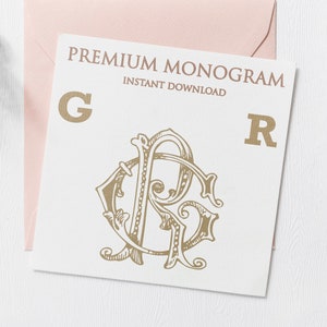 GR RG V.2 Wedding Duogram, Wedding Monogram | Wedding Logo | Invitation Logo | Stationery Letterhead | Home Decor | Family Initials | Crest