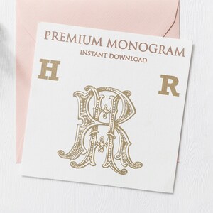 HR RH  Wedding Duogram, Wedding Monogram | Wedding Logo | Invitation Logo | Stationery Letterhead | Home Decor | Family Initials | Crest