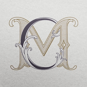 Wedding Monogram or Personal Logo with Initials CM | Color editable vector design for wedding invitations, personalized gifts, and decor