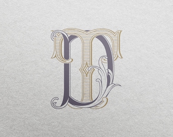 Wedding Monogram (DT): Elegant Initial Logo (Digital Download)