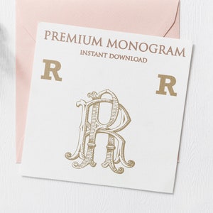 RR RR V.2 Wedding Duogram, Wedding Monogram | Wedding Logo | Invitation Logo | Stationery Letterhead | Home Decor | Family Initials | Crest
