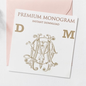 DM MD (V2) Wedding Duogram, Wedding Monogram | Wedding Logo | Invitation Logo | Stationery Letterhead | Home Decor | Family Initials | Crest