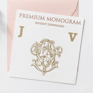 JV VJ Wedding Duogram, Wedding Monogram | Wedding Logo | Invitation Logo | Stationery Letterhead | Home Decor | Family Initials | Crest