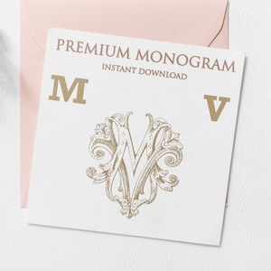 MV VM V.2 Wedding Duogram, Wedding Monogram | Wedding Logo | Invitation Logo | Stationery Letterhead | Home Decor | Family Initials | Crest