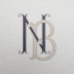 Wedding Monogram or Personal Logo with Initials NB | Color editable vector design for wedding invitations, personalized gifts, and decor