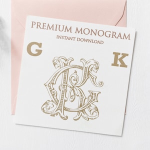 GK, KG Wedding Duogram, Wedding Monogram | Wedding Logo | Invitation Logo | Stationery Letterhead | Home Decor | Family Initials | Crest
