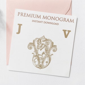 JV VJ V.2 Wedding Duogram, Wedding Monogram | Wedding Logo | Invitation Logo | Stationery Letterhead | Home Decor | Family Initials | Crest