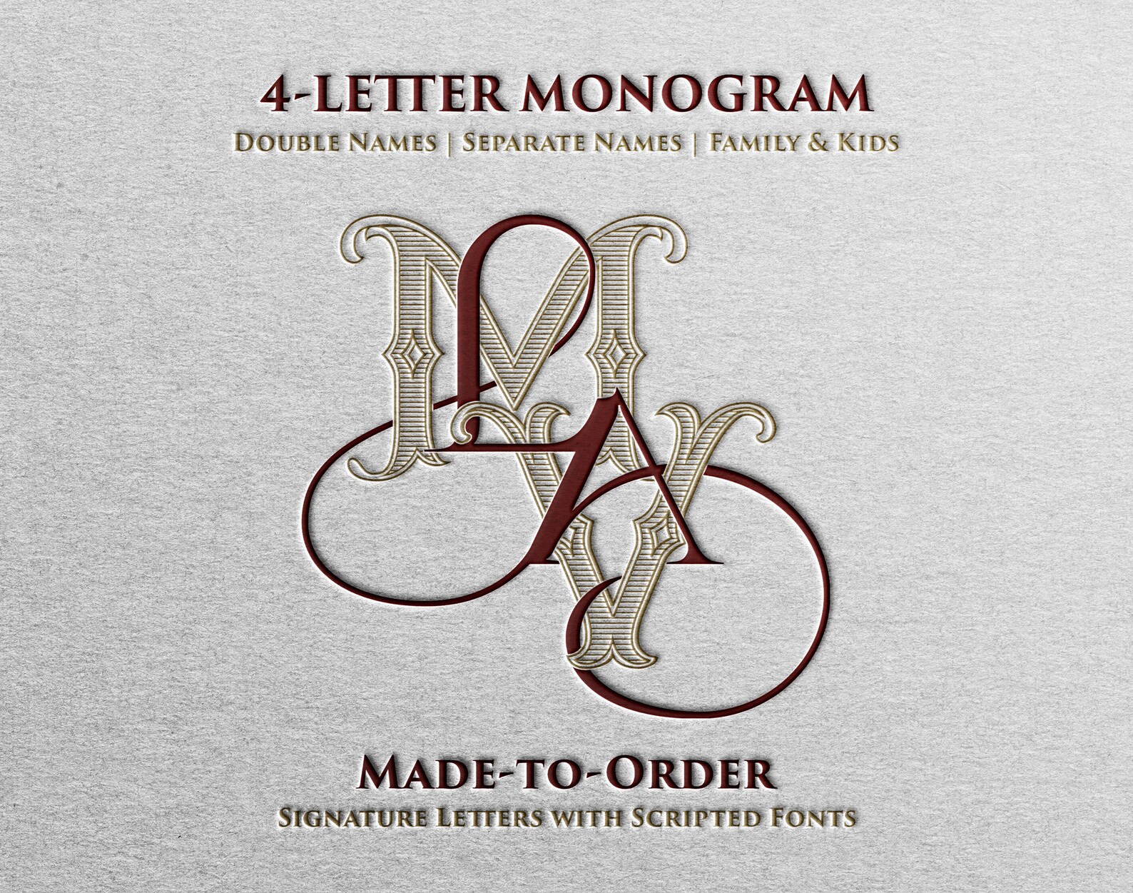 4-letter Monogram | Made-to-order and Created by Intertwining Scripted ...