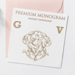 GV VG Wedding Duogram, Wedding Monogram | Wedding Logo | Invitation Logo | Stationery Letterhead | Home Decor | Family Initials | Crest